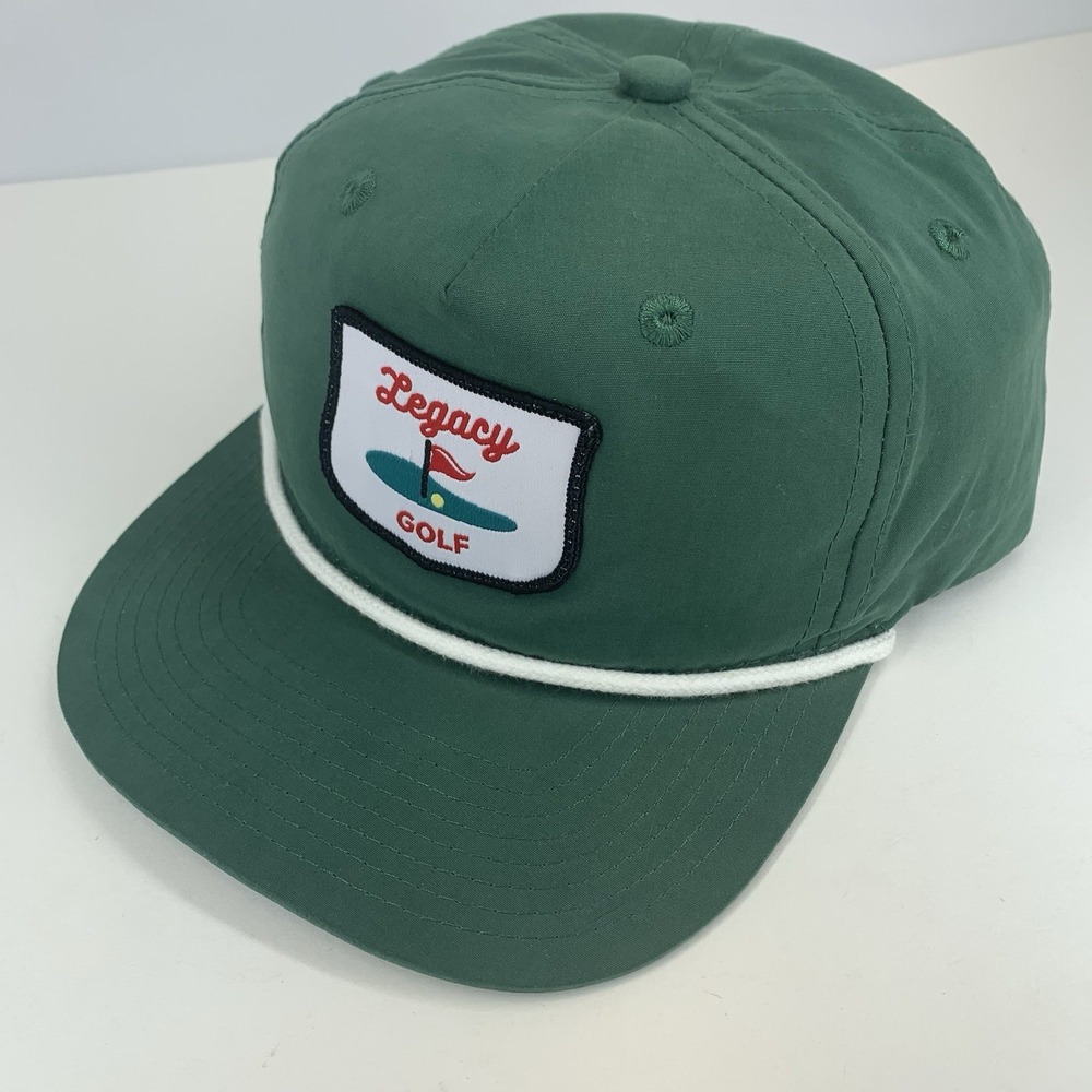 Legacy Golf Hat Decky Cap Green Soft Adjustable Snapback OSFM Rope Patch
